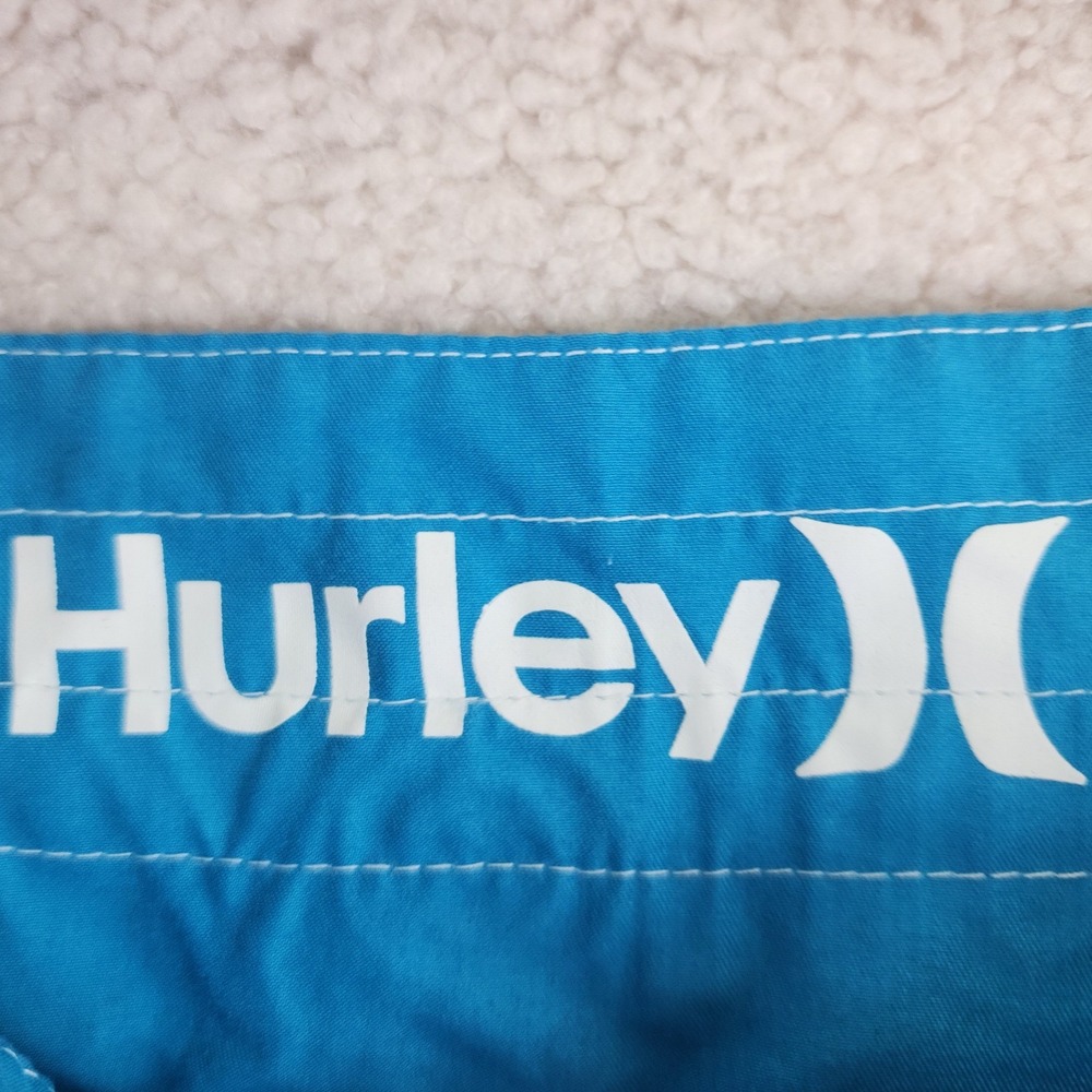 Hurley Board Shorts Swim Trunks Mens 35 Blue GB04DU Lace Up Solid Surf - Picture 2 of 8
